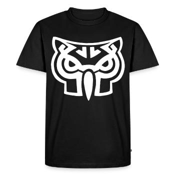 Tête de hibou blanc - T-shirt Premium bio Homme - noir - Devant - Nico (187cm)