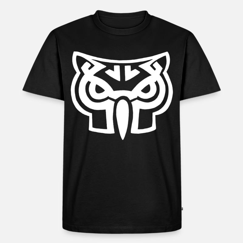 Weißer Eulenkopf - Männer Premium Bio T-Shirt - Schwarz
