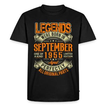 1955 Septembre Légende d’anniversaire - T-shirt Premium bio Homme - noir - Devant - Nico (187cm)