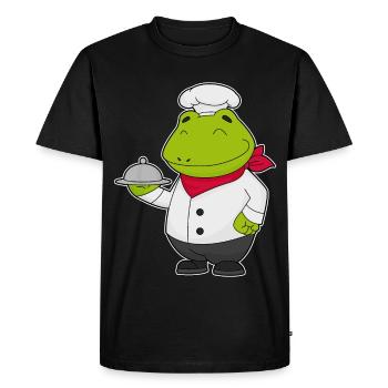 Cuisinier grenouille servant la cuisine de cloches - T-shirt Premium bio Homme - noir - Devant - Nico (187cm)