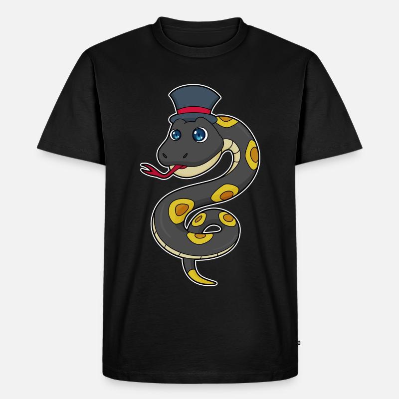 Schlange mit Hut - Männer Premium Bio T-Shirt - Schwarz