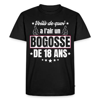 Bogosse de 18 Ans idée Cadeau d'anniversaire 18Ans - T-shirt Premium bio Homme - noir - Devant - Nico (187cm)