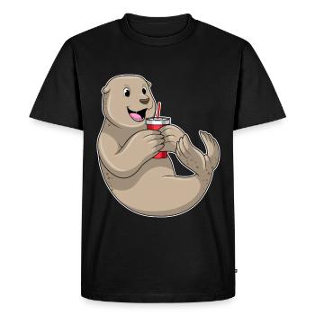 Seal mug to go - Men's Premium Organic T-Shirt - black - Front - Nico (187cm)