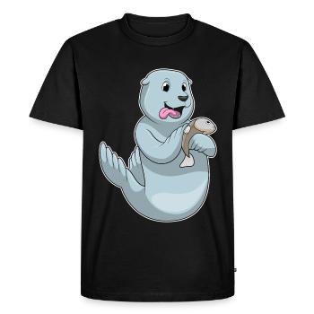 Poisson phoque - T-shirt Premium bio Homme - noir - Devant - Nico (187cm)