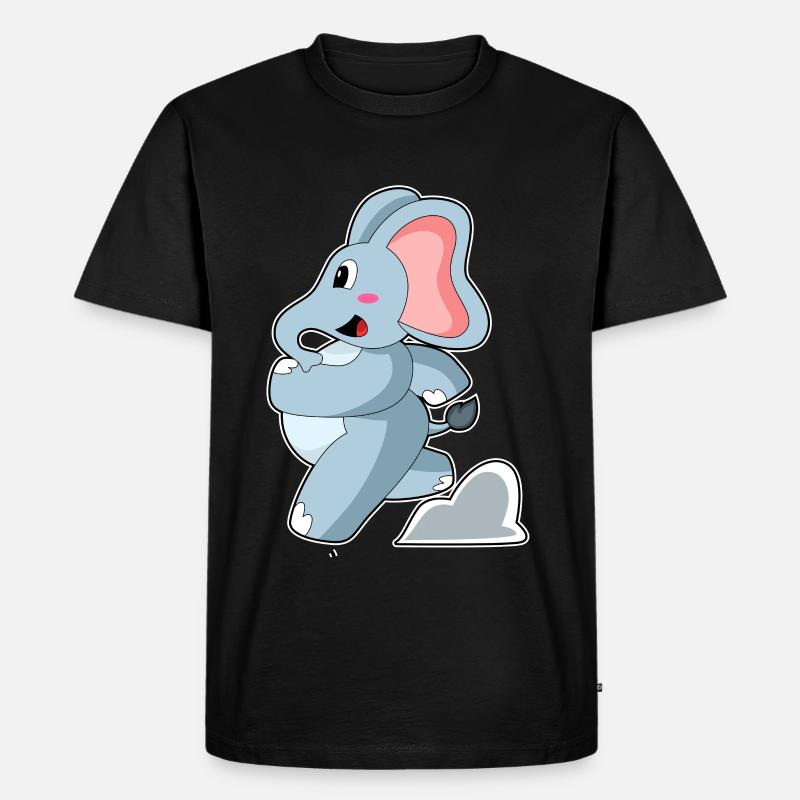 Elefant als Jogger - Männer Premium Bio T-Shirt - Schwarz