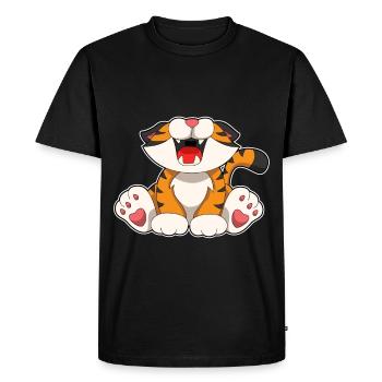 Tigre rugissant - T-shirt Premium bio Homme - noir - Devant - Nico (187cm)