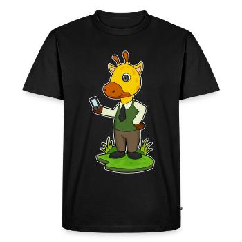 Smartphone Girafe - T-shirt Premium bio Homme - noir - Devant - Nico (187cm)