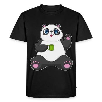 Panda Mug - Men's Premium Organic T-Shirt - black - Front - Nico (187cm)