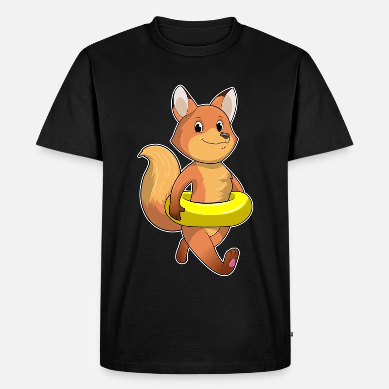 Fuchs mit Rettungsring - Männer Premium Bio T-Shirt - Schwarz