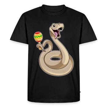 Snake Musician Rattle Music - Men's Premium Organic T-Shirt - black - Front - Nico (187cm)