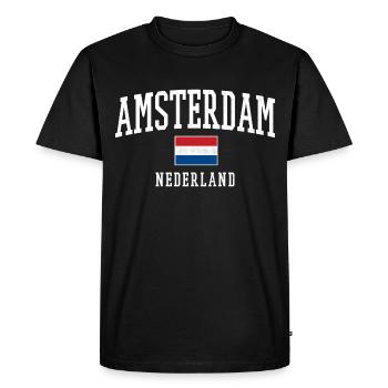Conception du drapeau Amsterdam NL - T-shirt Premium bio Homme - noir - Devant - Nico (187cm)