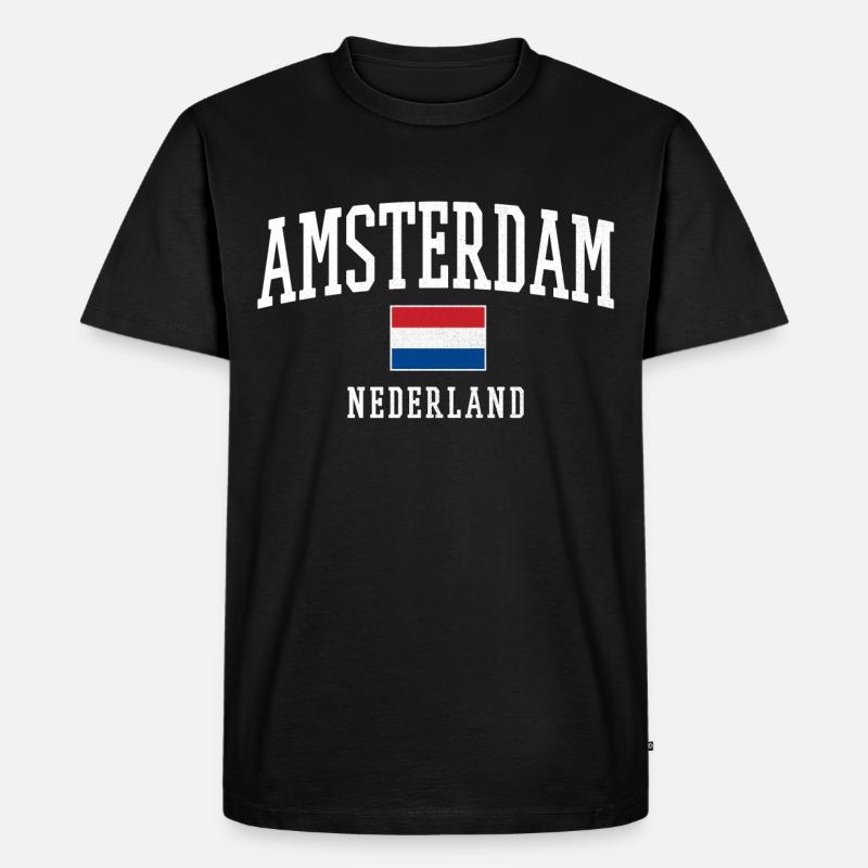 Projekt flagi Amsterdam NL - Ekologiczna koszulka męska Premium - czarny
