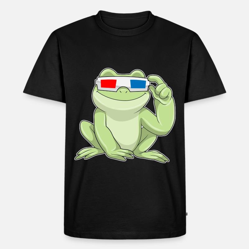 Frosch mit Brille - Männer Premium Bio T-Shirt - Schwarz