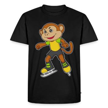 Affe Eislaufen Schlittschuhe - Men's Premium Organic T-Shirt - black - Front - Nico (187cm)