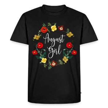 August Birthday Girl Poppy Flowers Leo Born In Aug - Men's Premium Organic T-Shirt - black - Front - Nico (187cm)