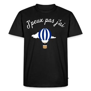 Je peux pas jai Montgolfière - T-shirt Premium bio Homme - noir - Devant - Nico (187cm)