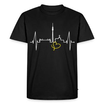 Dortmund Skyline Heartbeat Stadium Fan Dortmunder - Men's Premium Organic T-Shirt - black - Front - Nico (187cm)