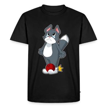 Cat Bowling Bowling Ball - Men's Premium Organic T-Shirt - black - Front - Nico (187cm)