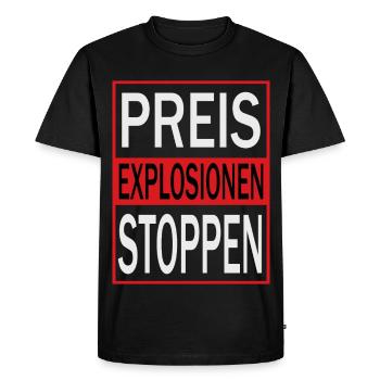 Stop price explosions - Men's Premium Organic T-Shirt - black - Front - Nico (187cm)