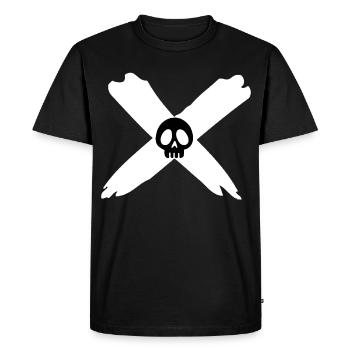Skull and white cross - Men's Premium Organic T-Shirt - black - Front - Nico (187cm)
