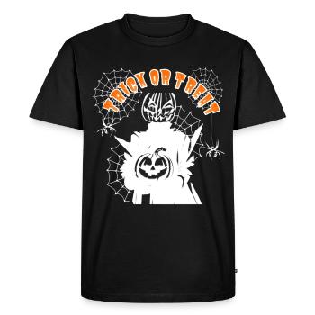 Halloween Citrouille Fantôme TRICK OU GÂTERIE - T-shirt Premium bio Homme - noir - Devant - Nico (187cm)