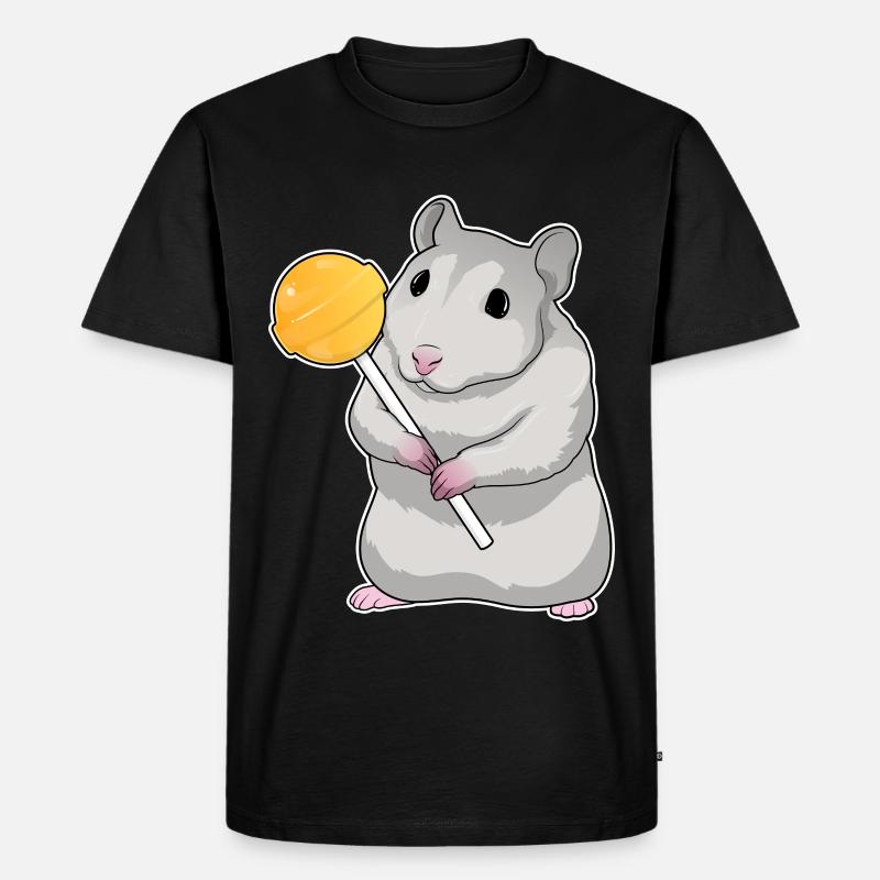 Hamster Lutscher - Männer Premium Bio T-Shirt - Schwarz