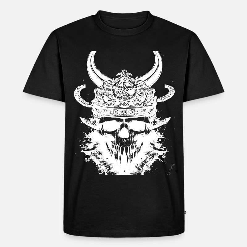 Wikinger Schädel - Männer Premium Bio T-Shirt - Schwarz