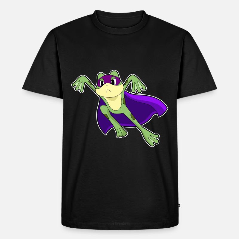 Frosch Held - Männer Premium Bio T-Shirt - Schwarz