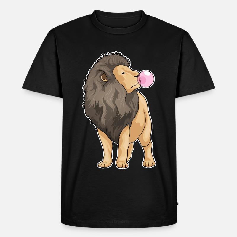 Löwe Kaugummi - Männer Premium Bio T-Shirt - Schwarz