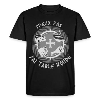 je peux pas j'ai table ronde, humour médiéval - T-shirt Premium bio Homme - noir - Devant - Nico (187cm)