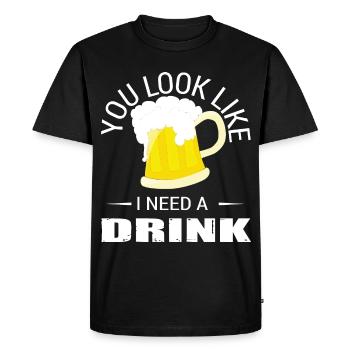 You Look Like I Need a Drink - Men's Premium Organic T-Shirt - black - Front - Nico (187cm)