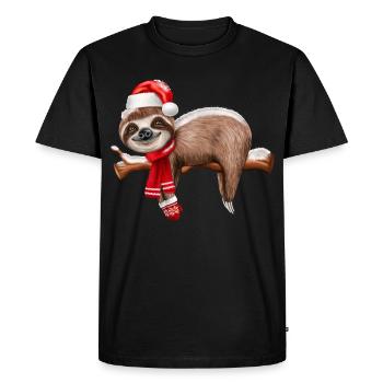 Weihnachten Faultier Paresseux de Noël - T-shirt Premium bio Homme - noir - Devant - Nico (187cm)