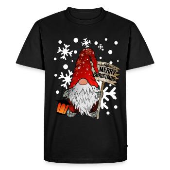 Christmas Dwarf Christmas Gnome with snowflakes - Men's Premium Organic T-Shirt - black - Front - Nico (187cm)