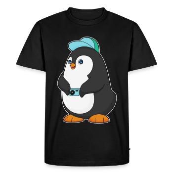 Photographe Penguin Appareil photo - T-shirt Premium bio Homme - noir - Devant - Nico (187cm)