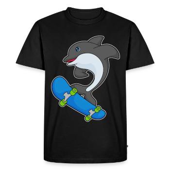 Delfin Skater Skateboard - Men's Premium Organic T-Shirt - black - Front - Nico (187cm)