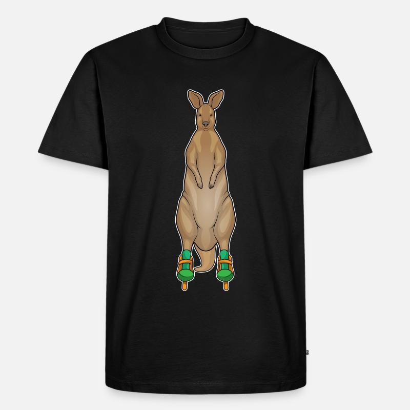Känguru Inline skating Inline skates - Männer Premium Bio T-Shirt - Schwarz