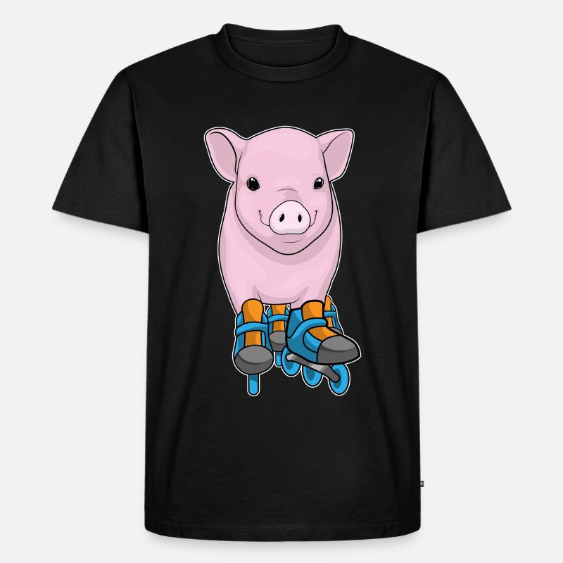 Schwein Inline skating Inline skates - Männer Premium Bio T-Shirt - Schwarz