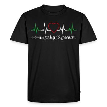 Women Life Freedom Heartbeat Women's Rights Iran - Men's Premium Organic T-Shirt - black - Front - Nico (187cm)
