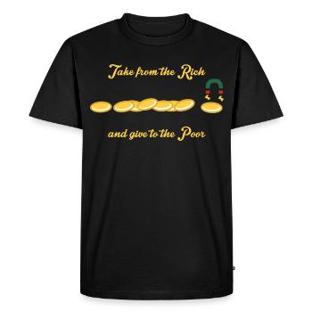 Prenez-le aux riches et donnez-le aux pauvres - T-shirt Premium bio Homme - noir - Devant - Nico (187cm)