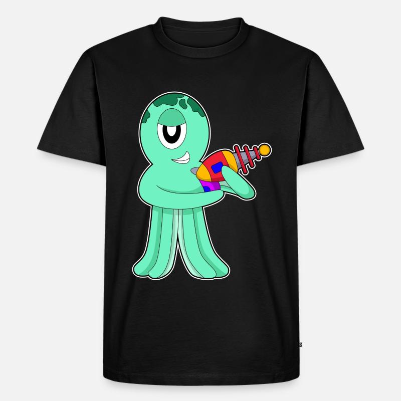 Krake Alien - Männer Premium Bio T-Shirt - Schwarz