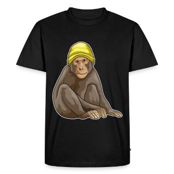 Monkey Winter Hat - Men's Premium Organic T-Shirt - black - Front - Nico (187cm)