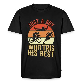 Triathlète - T-shirt Premium bio Homme - noir - Devant - Nico (187cm)