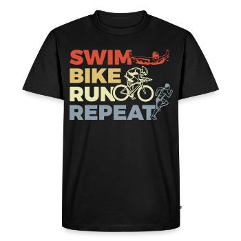 Triathlon Repeat - Men's Premium Organic T-Shirt - black - Front - Nico (187cm)