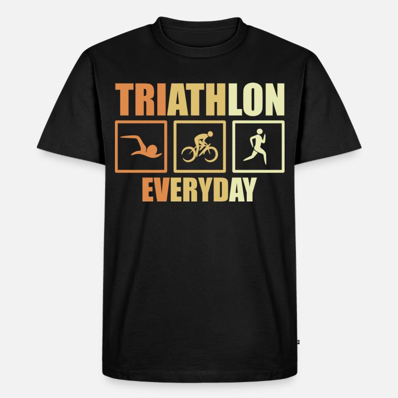 Fahrrad Triathlon Routine - Männer Premium Bio T-Shirt - Schwarz