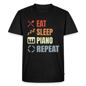 Manger Sleeping Piano Répéter - T-shirt Premium bio Homme - noir - Devant - Nico (187cm)