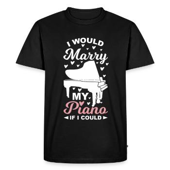 Piano Lover Wit - Men's Premium Organic T-Shirt - black - Front - Nico (187cm)