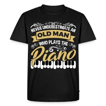 Old Pianist - Men's Premium Organic T-Shirt - black - Front - Nico (187cm)