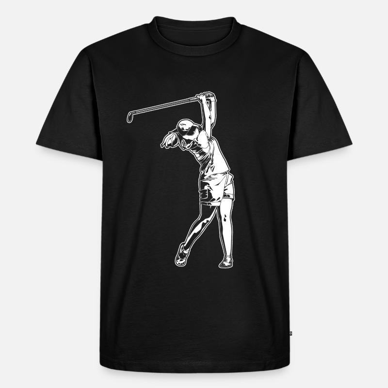 Golfer Mädchen - Männer Premium Bio T-Shirt - Schwarz