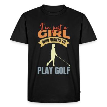Juste une fille qui joue au golf - T-shirt Premium bio Homme - noir - Devant - Nico (187cm)