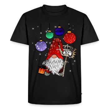 Gamer Elfes Noël Gnome - T-shirt Premium bio Homme - noir - Devant - Nico (187cm)